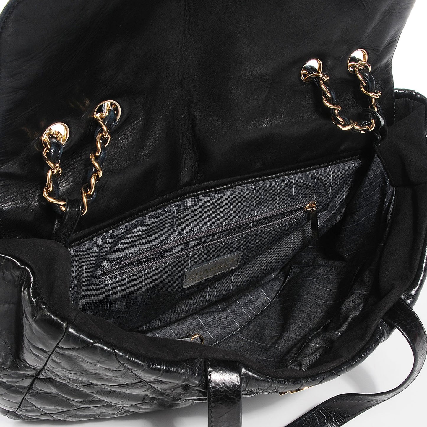 Glazed Calfskin Portobello Tote Black