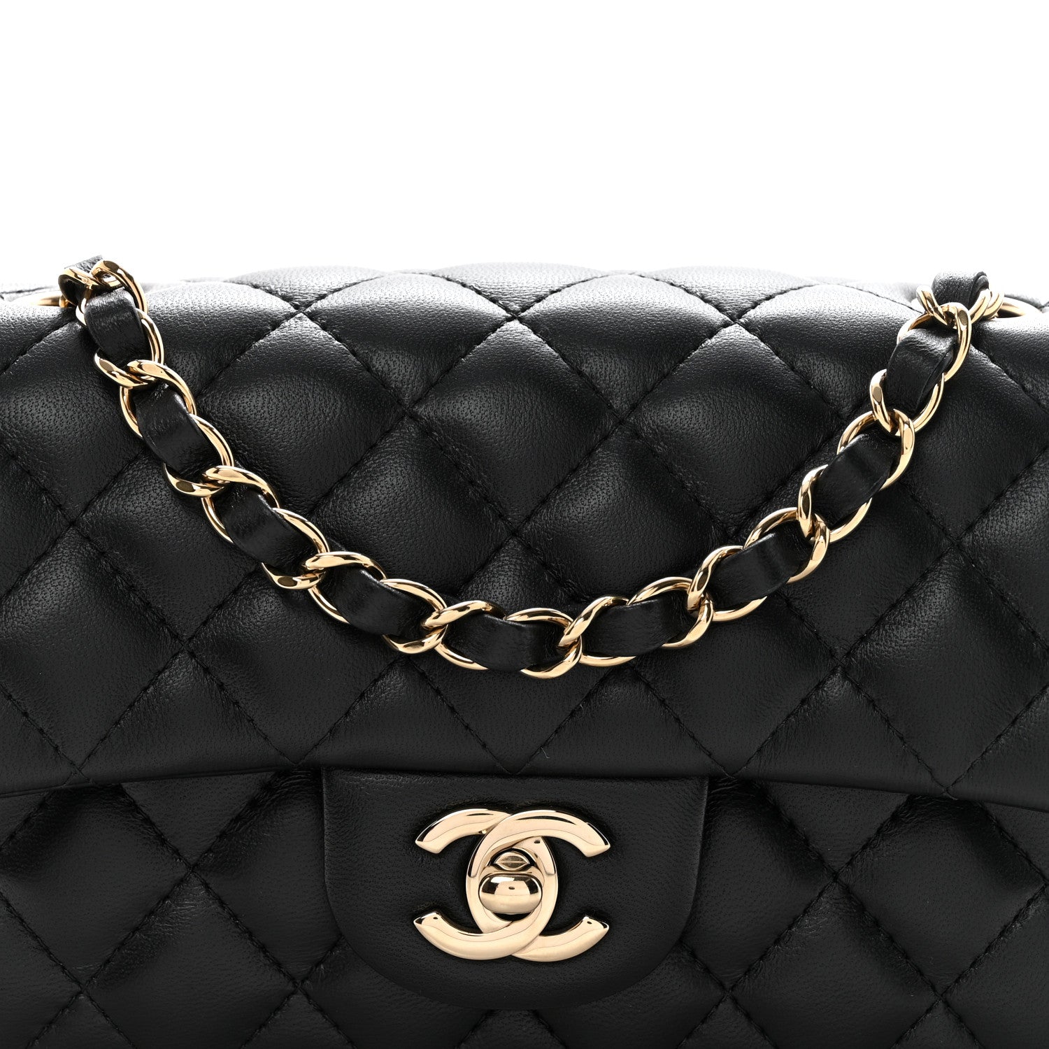 Chanel Lambskin Quilted Mini Rectangular Flap Black Black 8 of 11