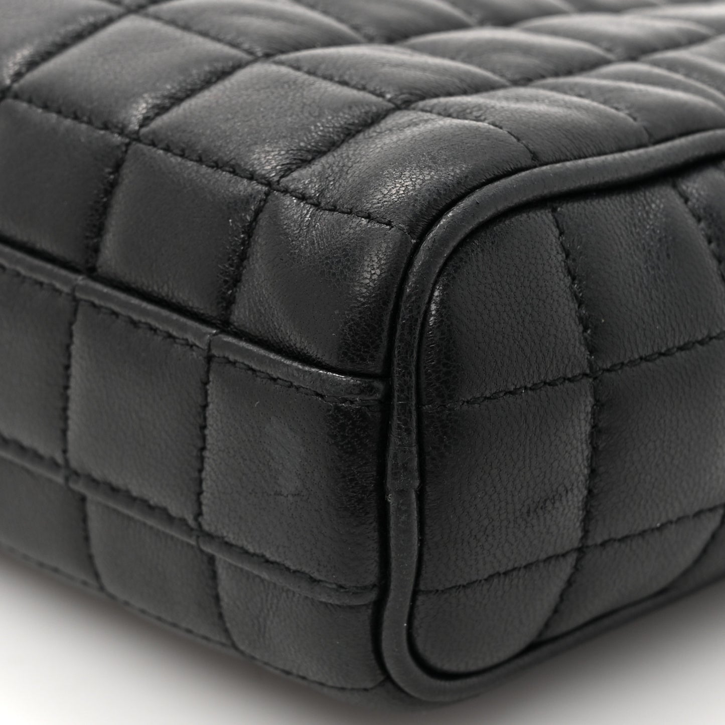 Lambskin Carre Quilted Cassandre Mini Camera Bag Black