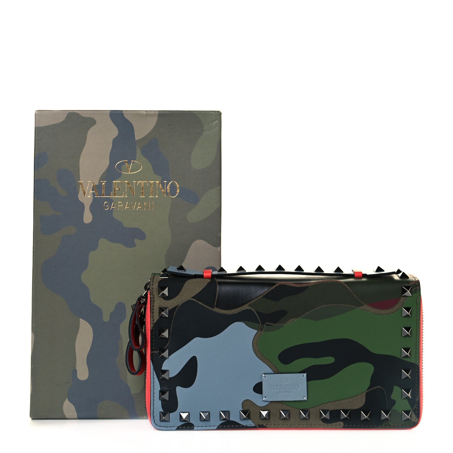 Valentino Garavani Nappa Canvas Camouflage Rockstud Top Handle Travel Wallet Multicolor 9 of 9