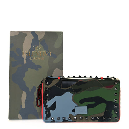 Valentino Garavani Nappa Canvas Camouflage Rockstud Top Handle Travel Wallet Multicolor 9 of 9