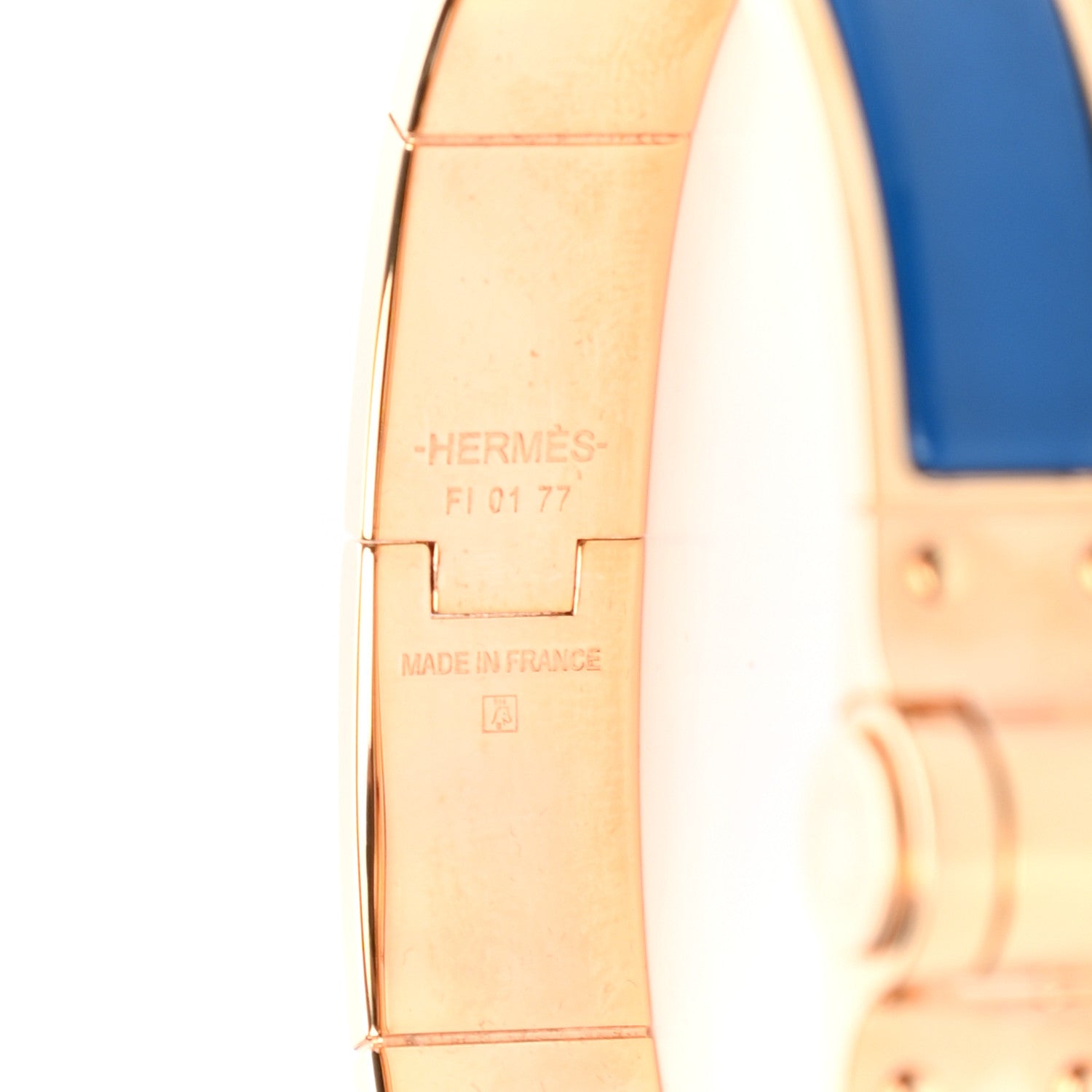 Hermes Enamel Charniere Uni Narrow Hinged Bracelet M Bleu Intense 4 of 5