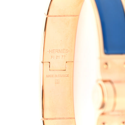 Hermes Enamel Charniere Uni Narrow Hinged Bracelet M Bleu Intense 4 of 5