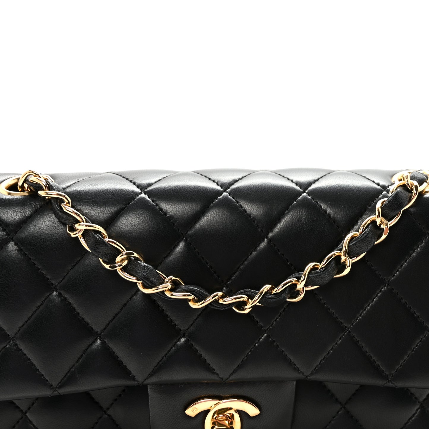 Lambskin Quilted Small Double Flap Black