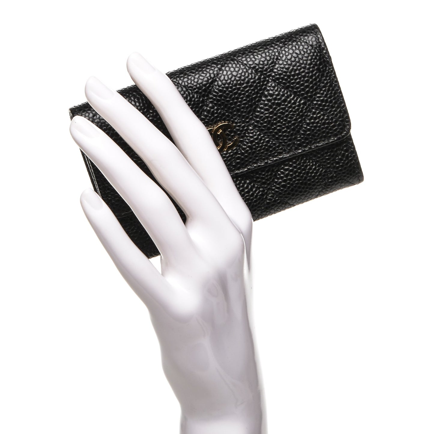 Caviar Quilted Flap Card Holder Black