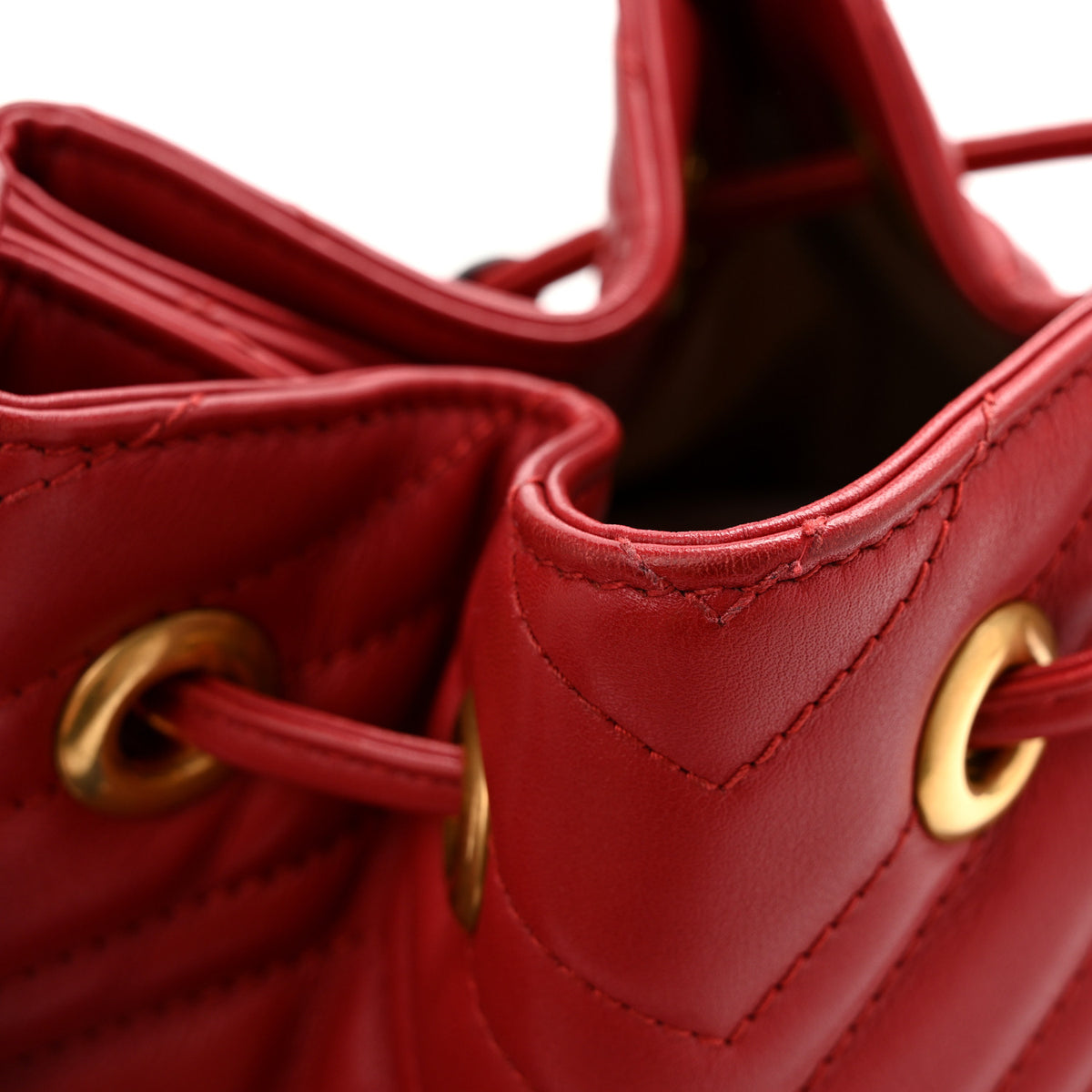 Gucci Calfskin Matelasse Sylvie Web GG Marmont Bucket Bag Hibiscus Red 11 of 14