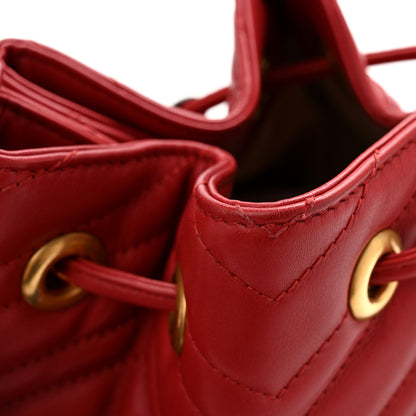 Gucci Calfskin Matelasse Sylvie Web GG Marmont Bucket Bag Hibiscus Red 11 of 14