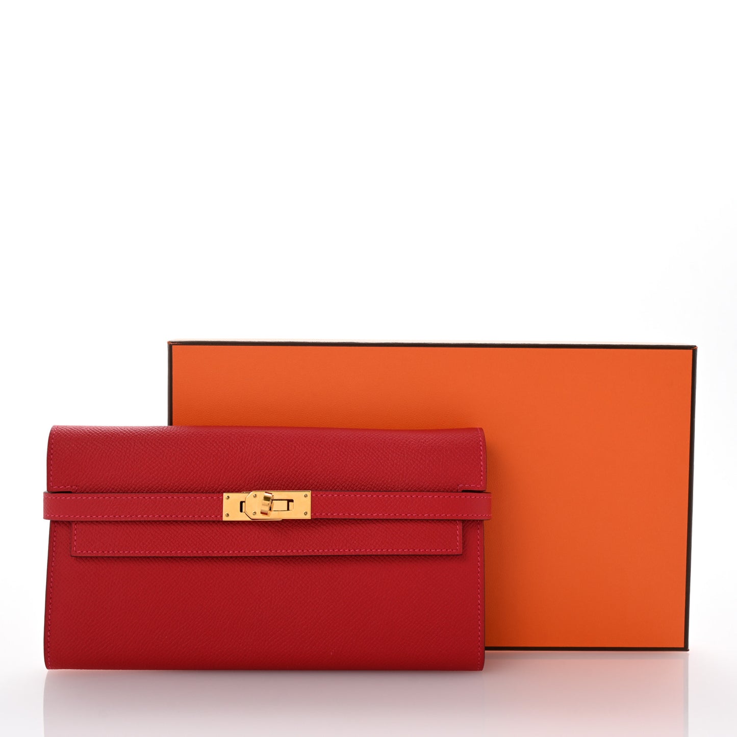 Epsom Kelly Longue Wallet Rouge Casaque