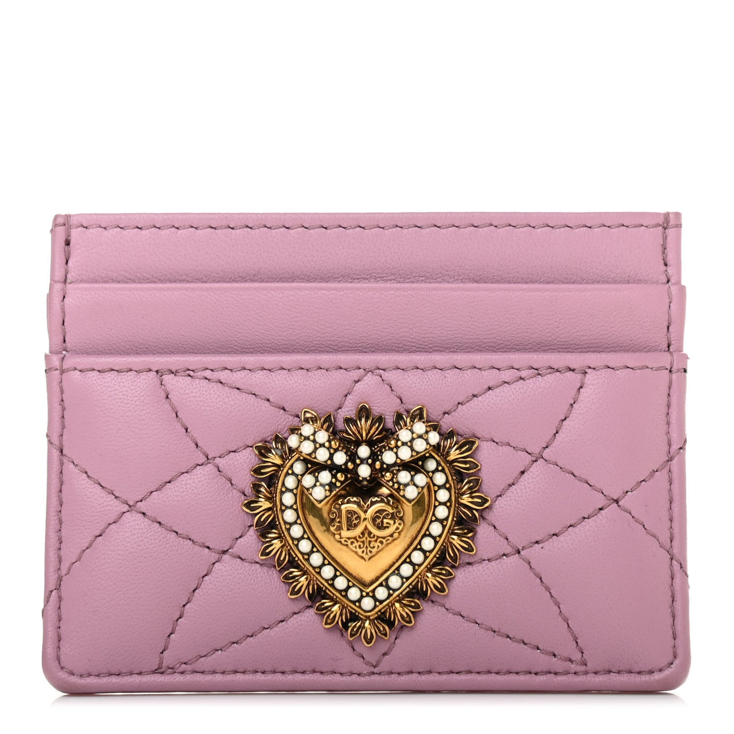 Nappa Matelasse Devotion Card Holder Pink