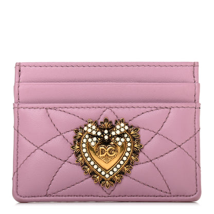 Dolce & Gabbana Nappa Matelasse Devotion Card Holder Pink 1 of 7