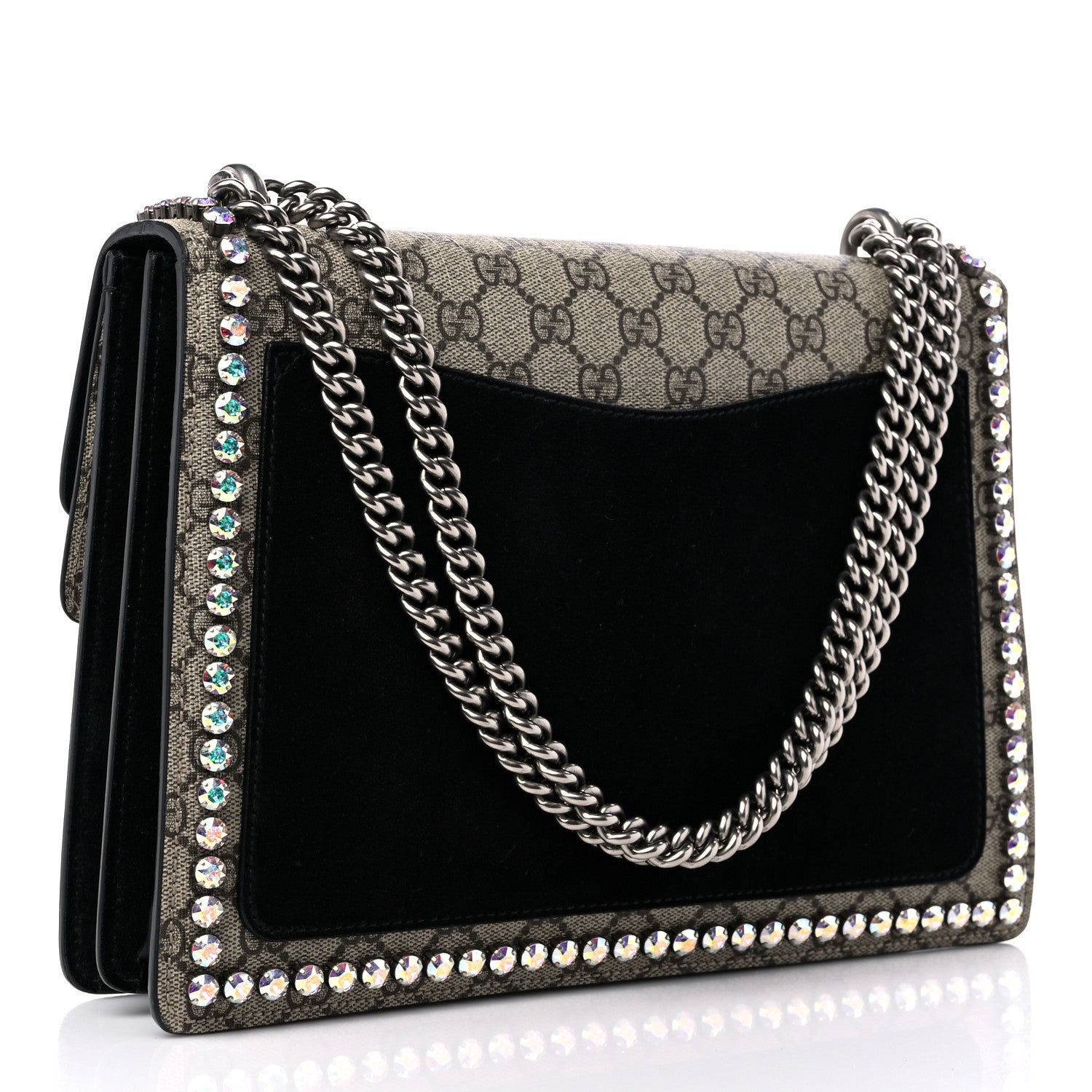 Gucci GG Supreme Monogram Crystal Medium Dionysus Shoulder Bag Black 3 of 11