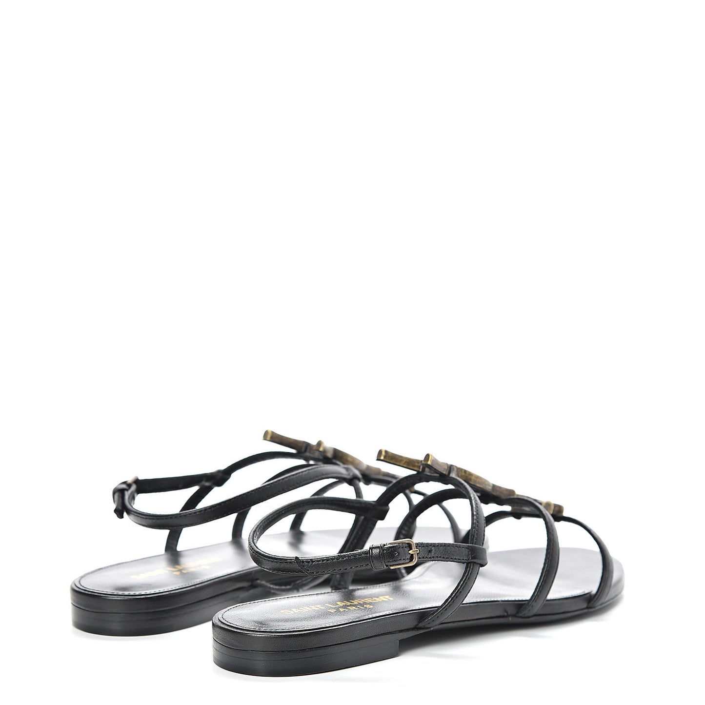 Calfskin Cassandra Monogram Sandals 36 Black