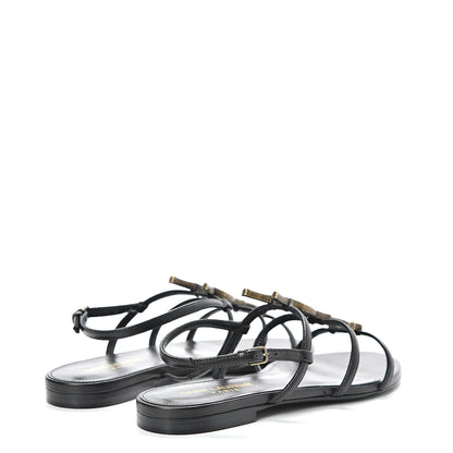 Saint Laurent Calfskin Cassandra Monogram Sandals 36 Black 4 of 9