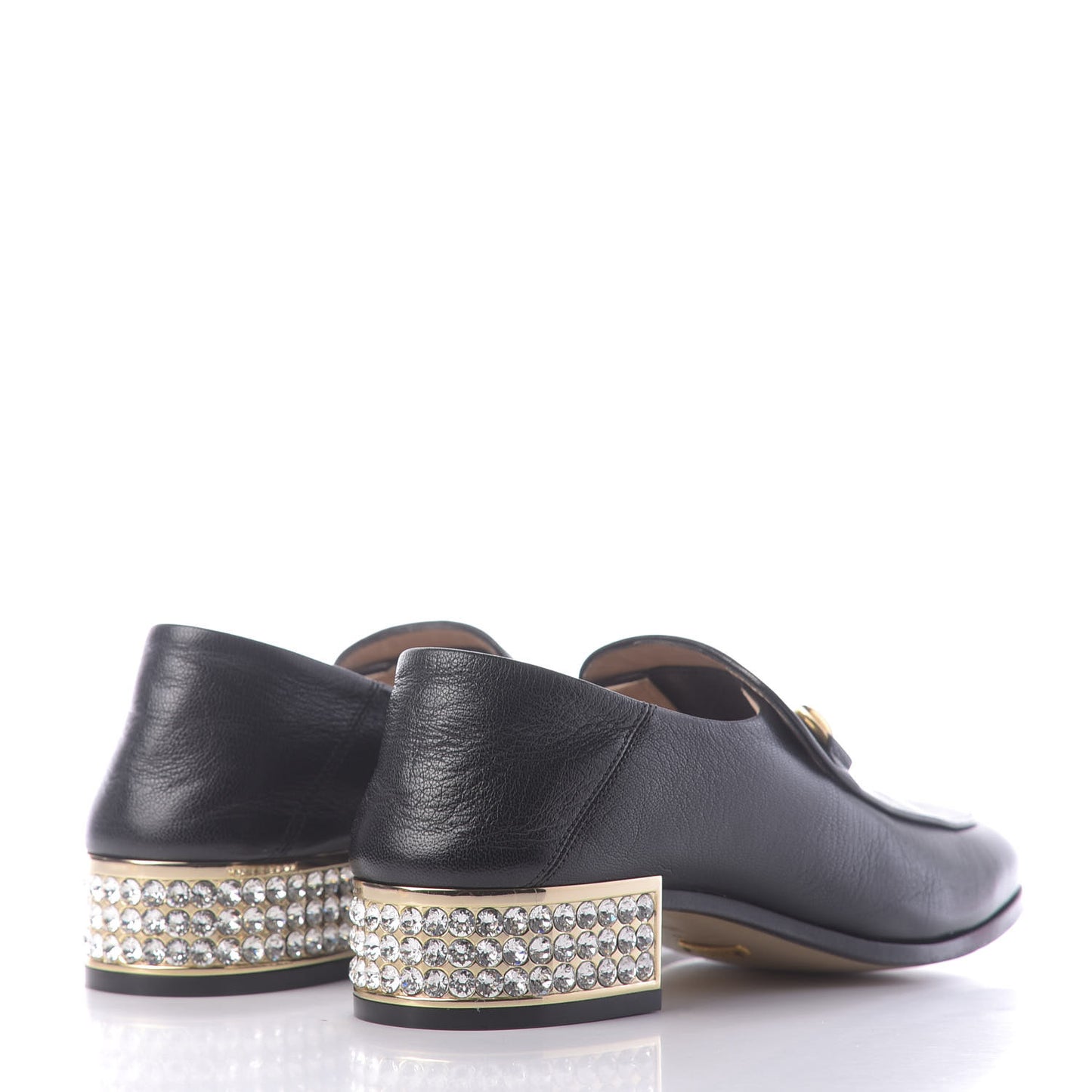 Goatskin Crystal Womens Horsebit Loafers 35 Black