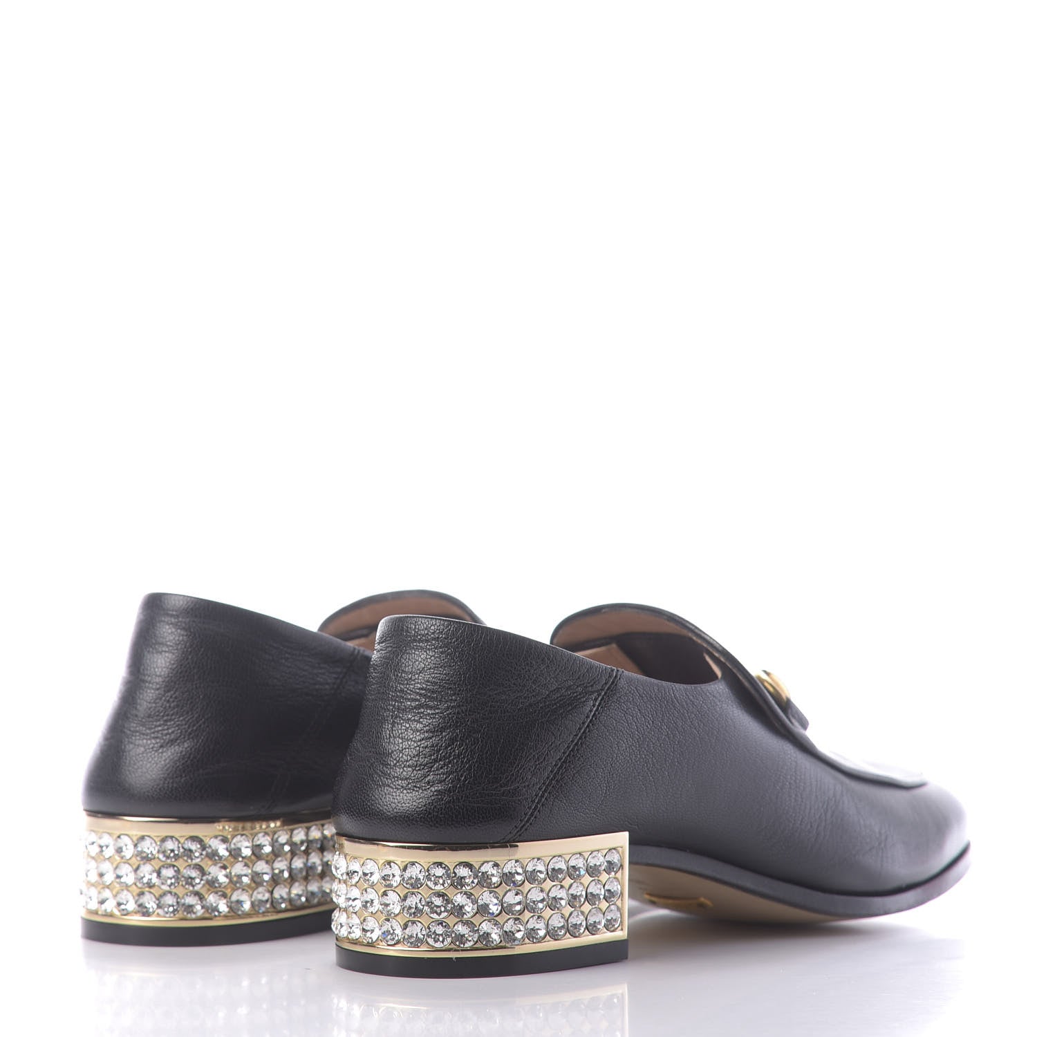 Gucci Goatskin Crystal Womens Horsebit Loafers 35 Black 4 of 13