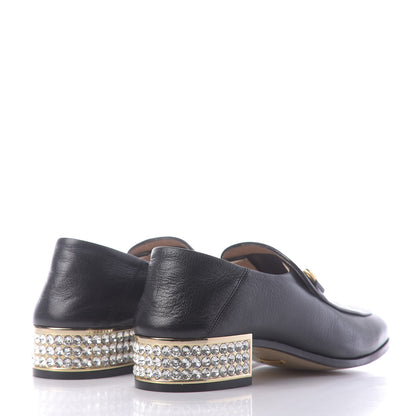 Gucci Goatskin Crystal Womens Horsebit Loafers 35 Black 4 of 13