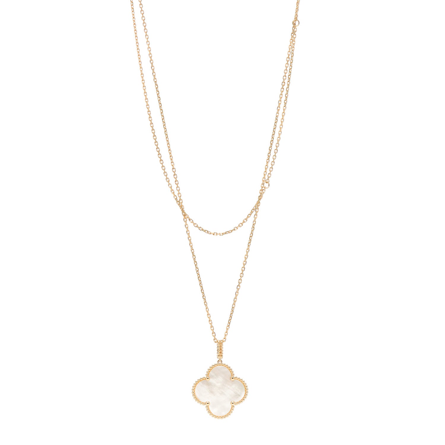 Van Cleef & Arpels 18K Yellow Gold Mother of Pearl Magic Alhambra Long Necklace 1 of 5