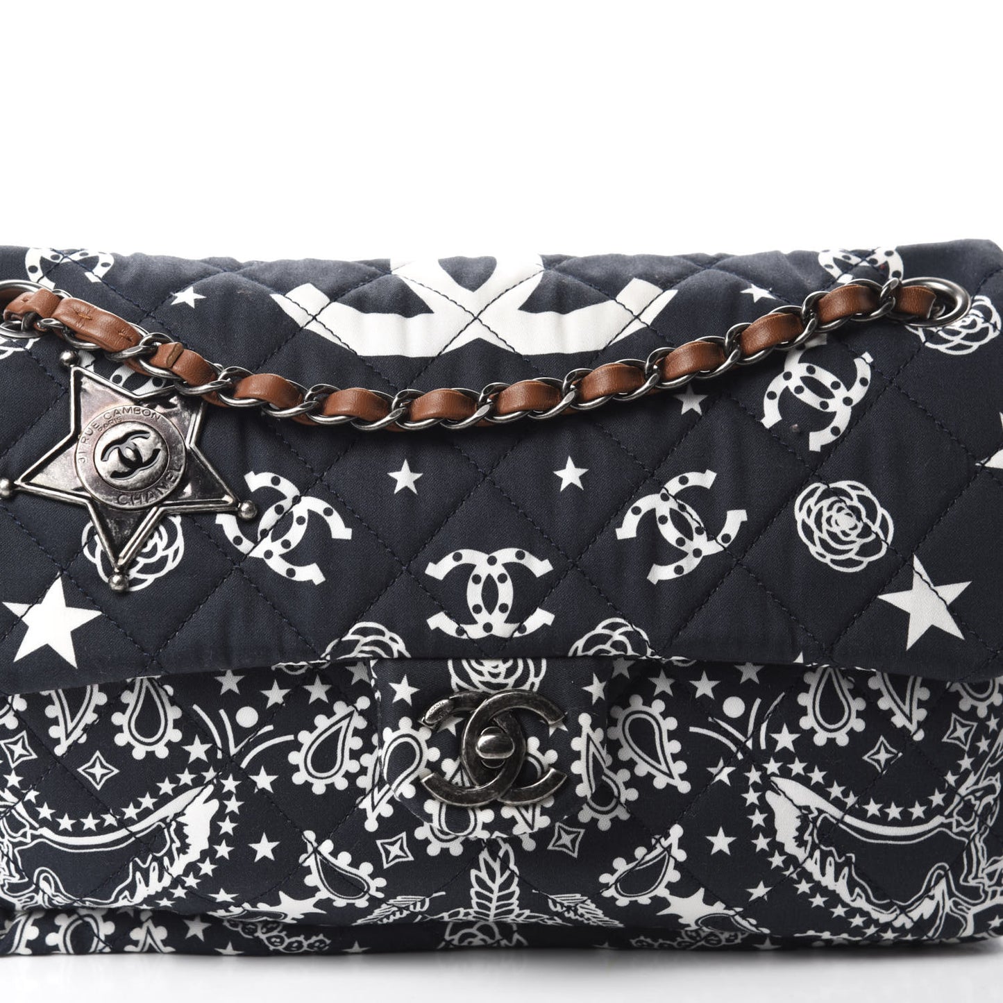 Cotton Quilted Paris Dallas Medium Bandana Flap Blue