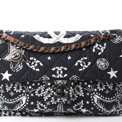 Chanel Cotton Quilted Paris Dallas Medium Bandana Flap Blue 10 of 10