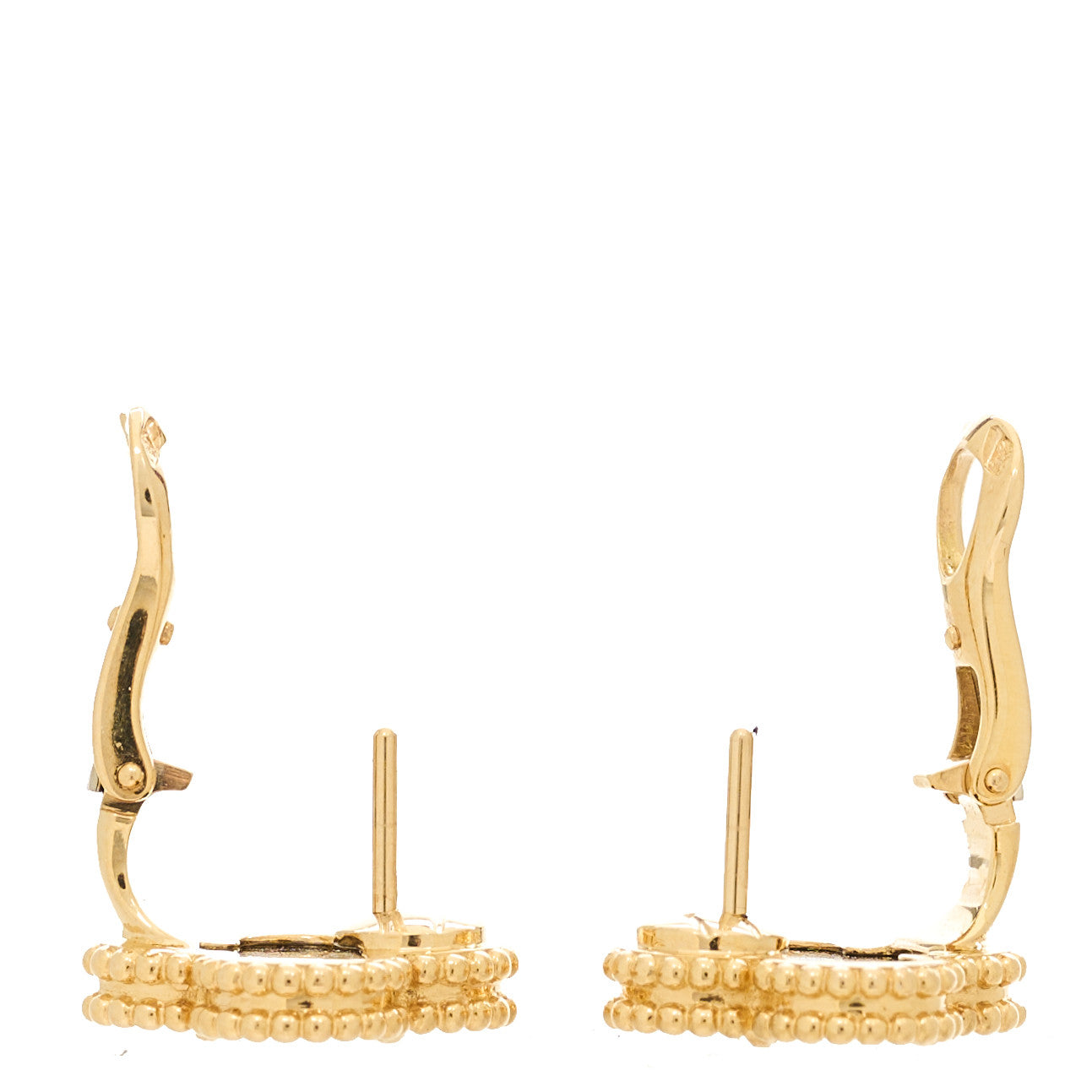 Van Cleef & Arpels 18k Yellow Gold Black Onyx Vintage Alhambra Earrings 3 of 5