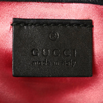 Gucci Calfskin Matelasse Super Mini GG Marmont Shoulder Bag Black White 5 of 9