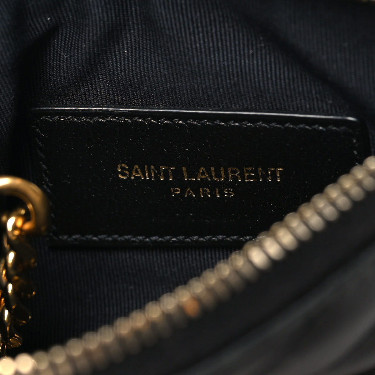 Calfskin Matelasse Monogram Key Pouch Black