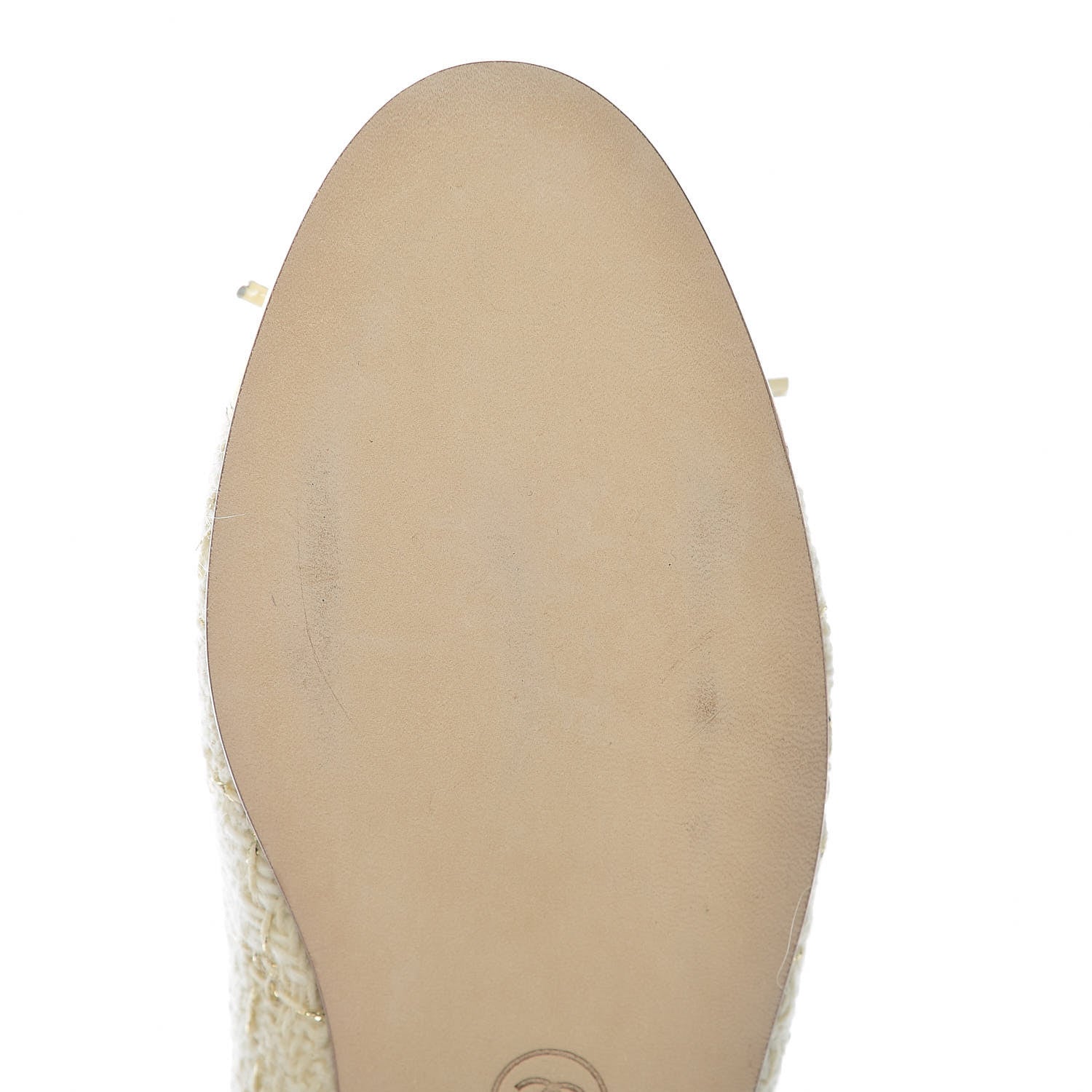 Chanel Tweed Metallic Lambskin CC Cap Toe Ballerina Flats 36 Beige Gold 9 of 10