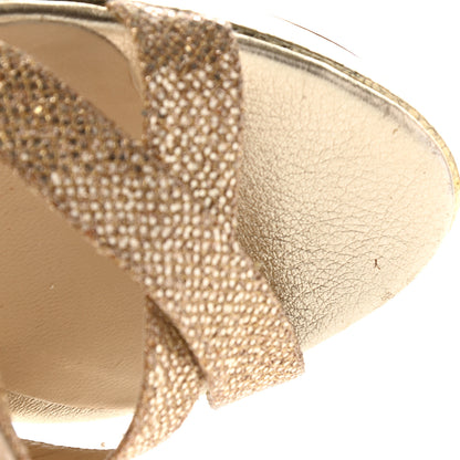Jimmy Choo Glitter Vamp Platform Sandals 37 Gold 13 of 16