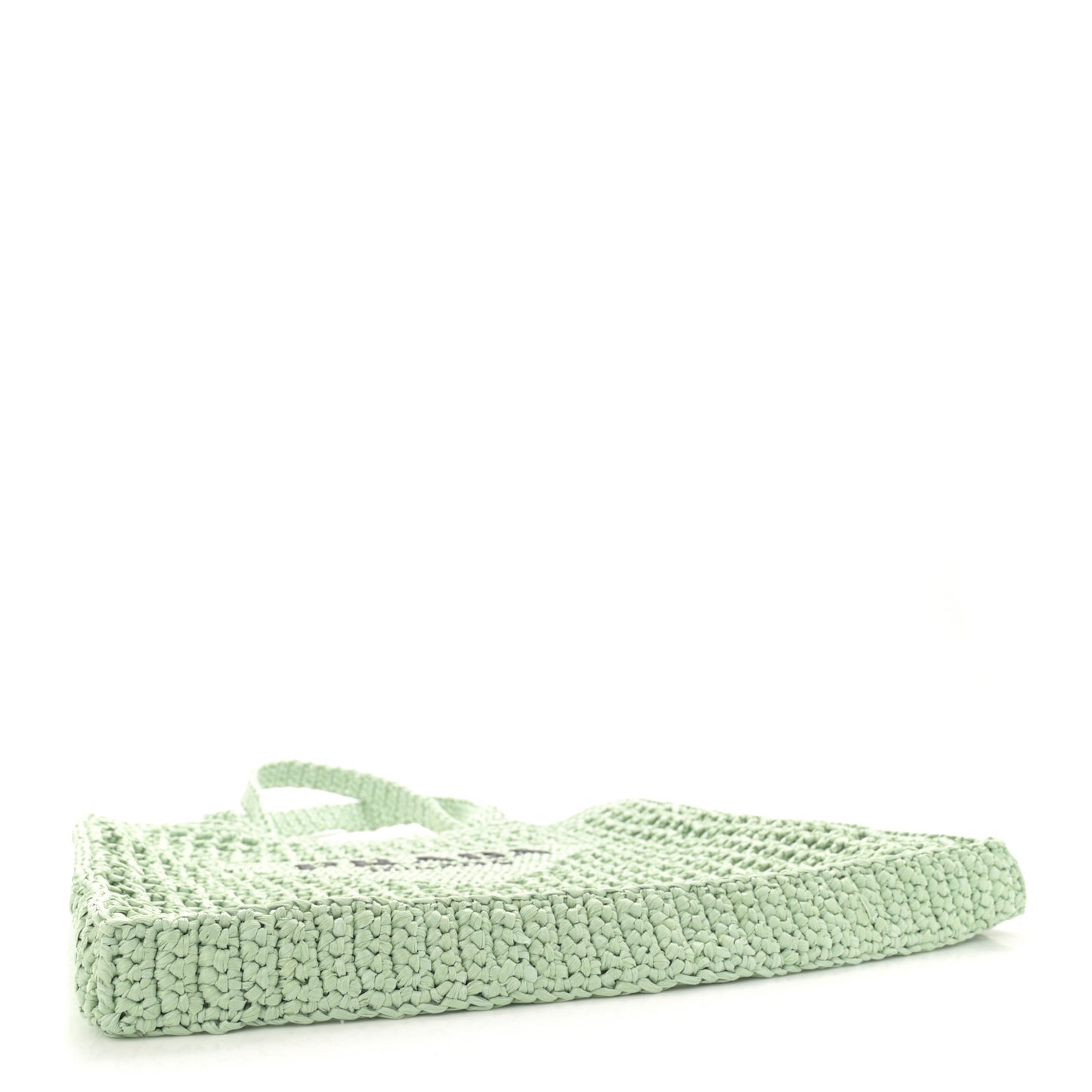 Yarn Raffia Effect Crochet Logo Embroidered Tote Bag Acqua