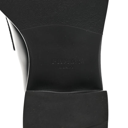 Prada Spazzolato Metal Triangle Logo 50mm Loafers 36 Black 7 of 10