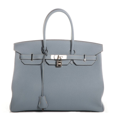 Hermes Togo Birkin 35 Bleu Lin 1 of 10