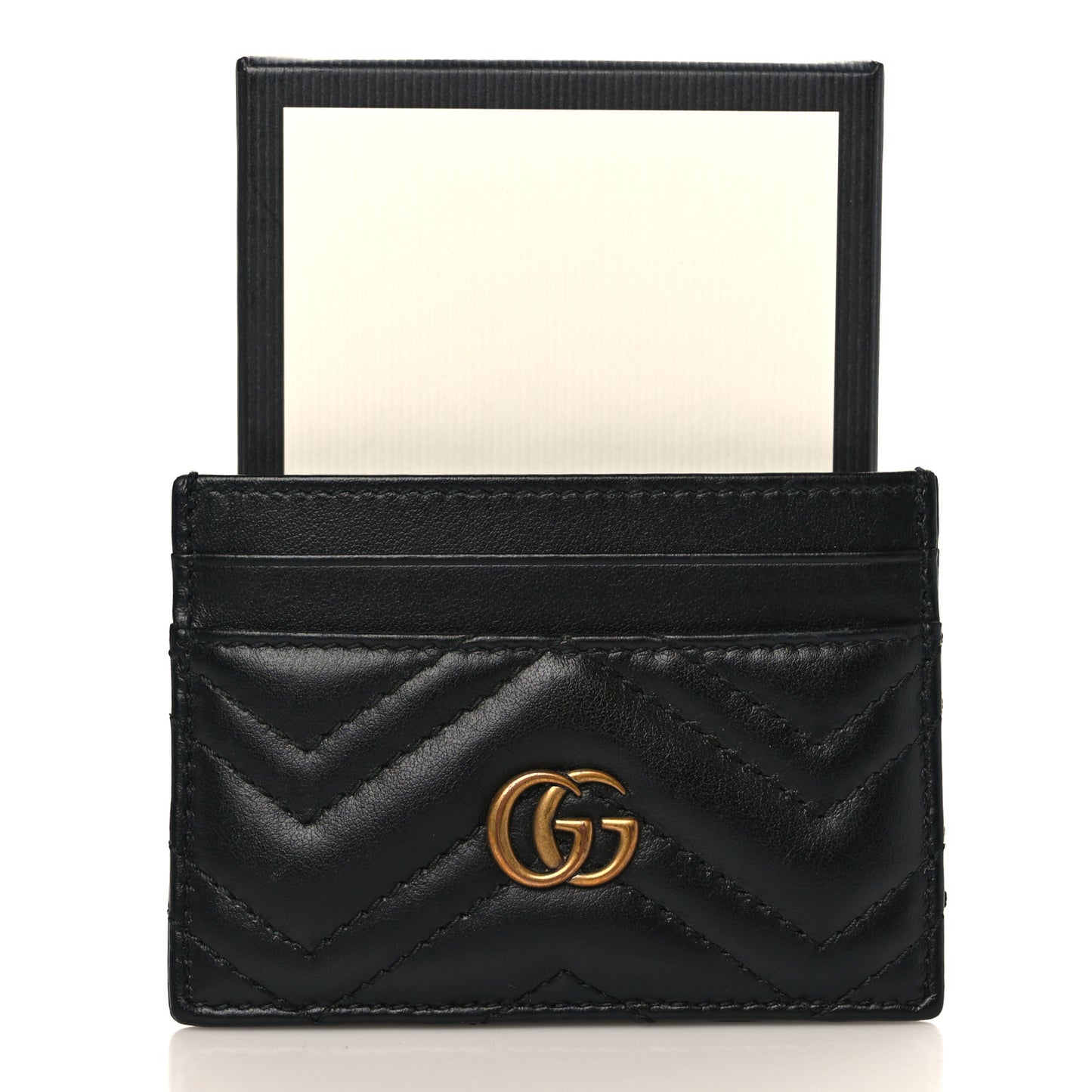 Calfskin Matelasse GG Marmont Card Holder Black