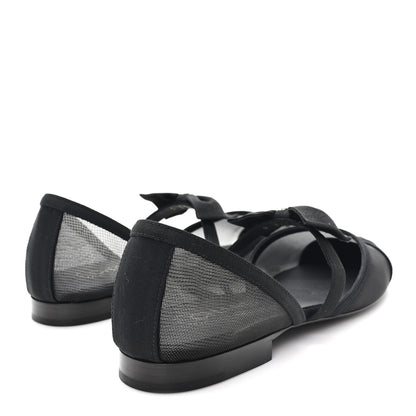 Chanel Mesh Grosgrain Mary Janes Flats 37 Black 5 of 10