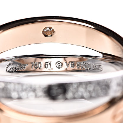 Cartier 18K Pink White Gold Diamond 2.6mm LOVE Paved Ring 51 5.75 5 of 5