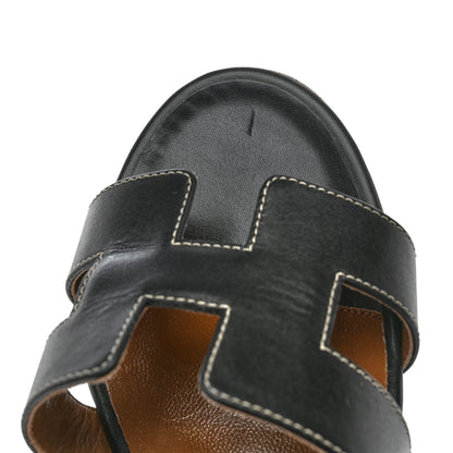 Hermes Calfskin Oasis Sandals 38.5 Black 9 of 12