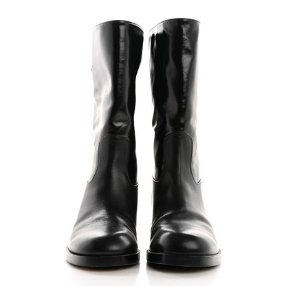 Chanel Shiny Calfskin CC Mid Calf Boots 37.5 Black 2 of 10