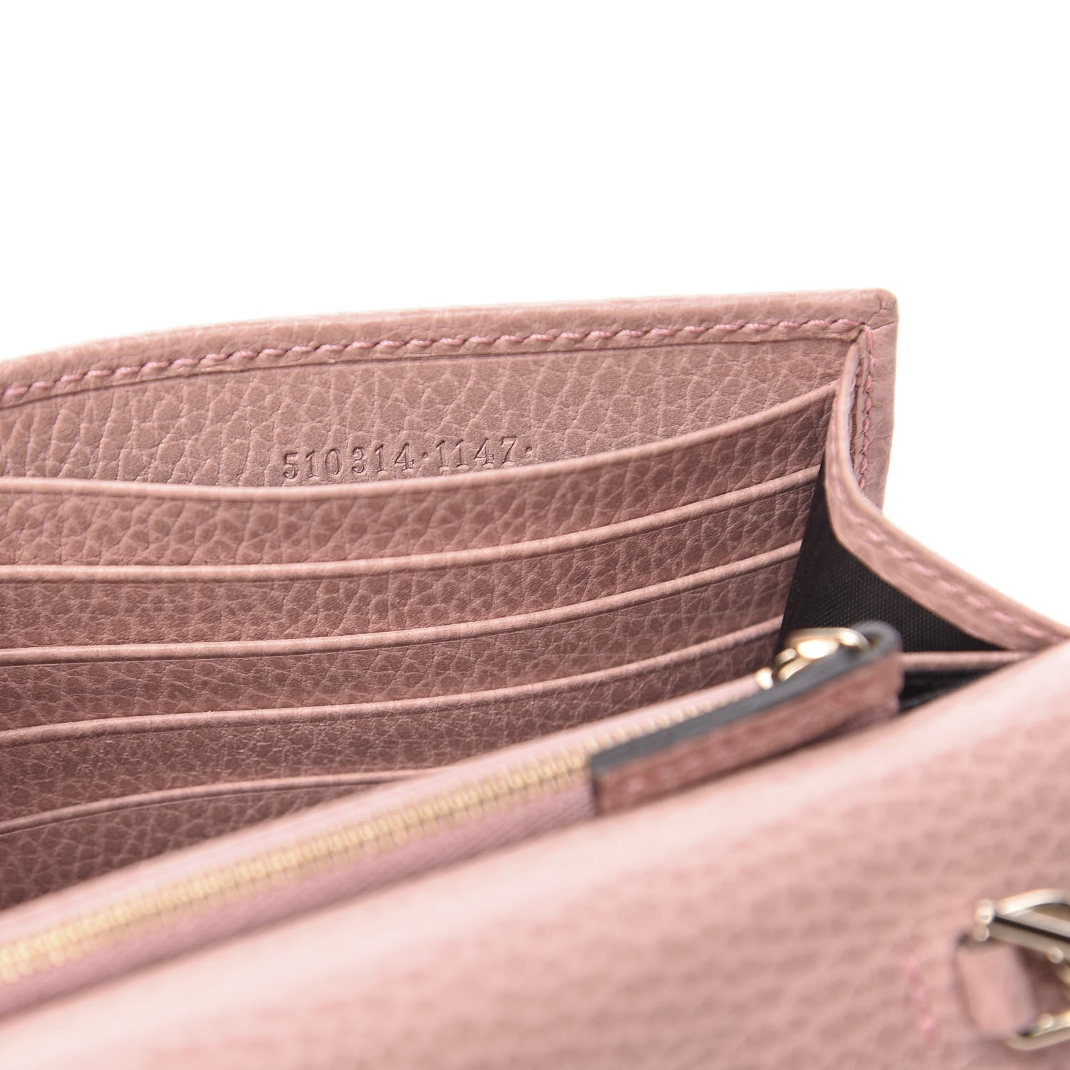 Gucci Dollar Calfskin Interlocking G Chain Wallet Soft Pink 7 of 9