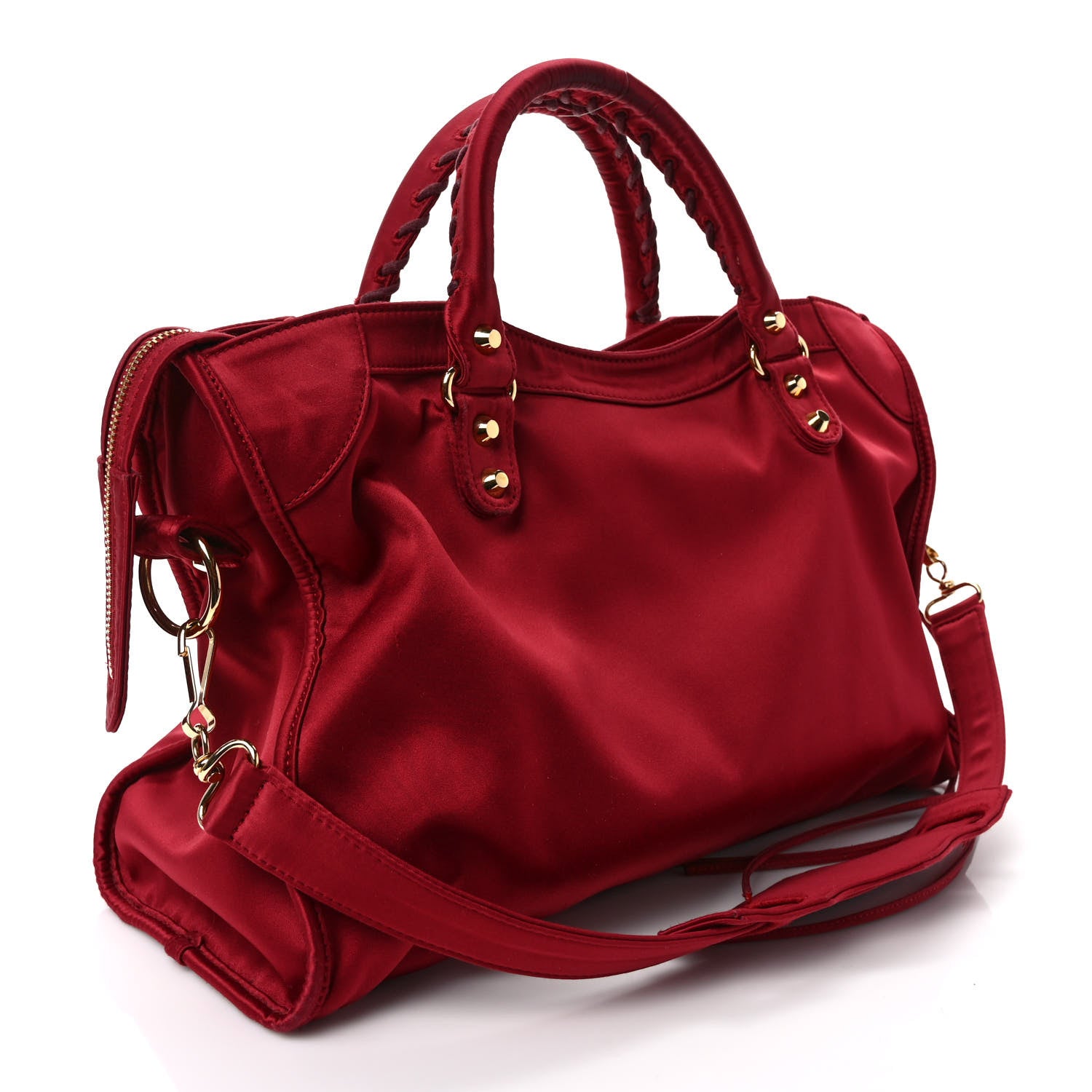 Balenciaga Satin Classic Gold Hardware City Red 3 of 12