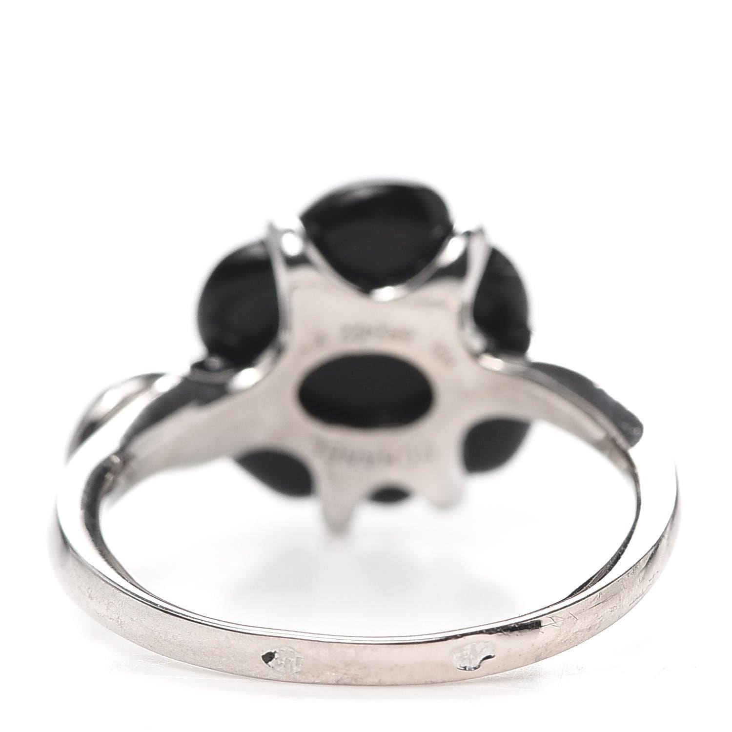 Chanel 18K White Gold Diamond Onyx Camellia Ring 53 6.25 4 of 4