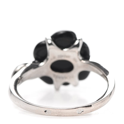 Chanel 18K White Gold Diamond Onyx Camellia Ring 53 6.25 4 of 4