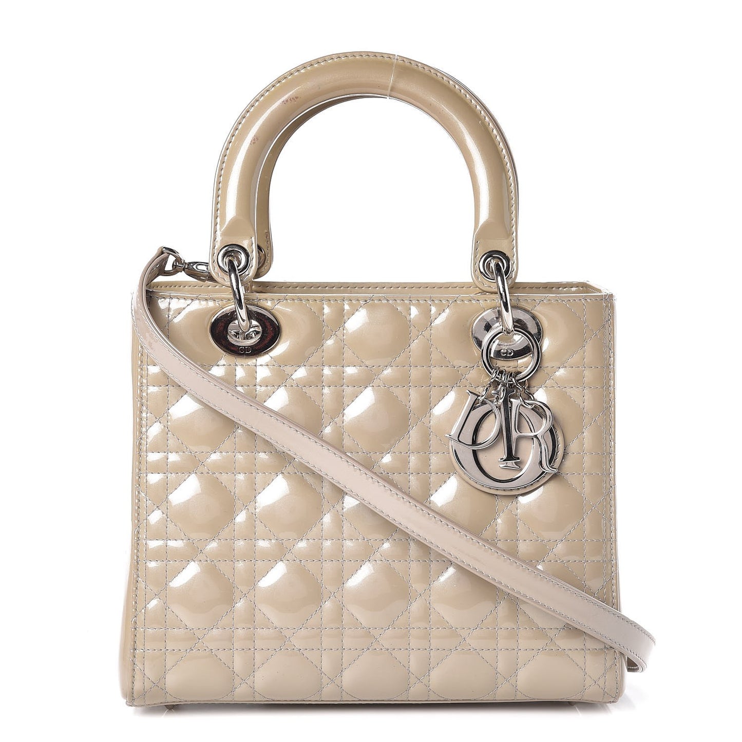 Patent Cannage Medium Lady Dior Grey
