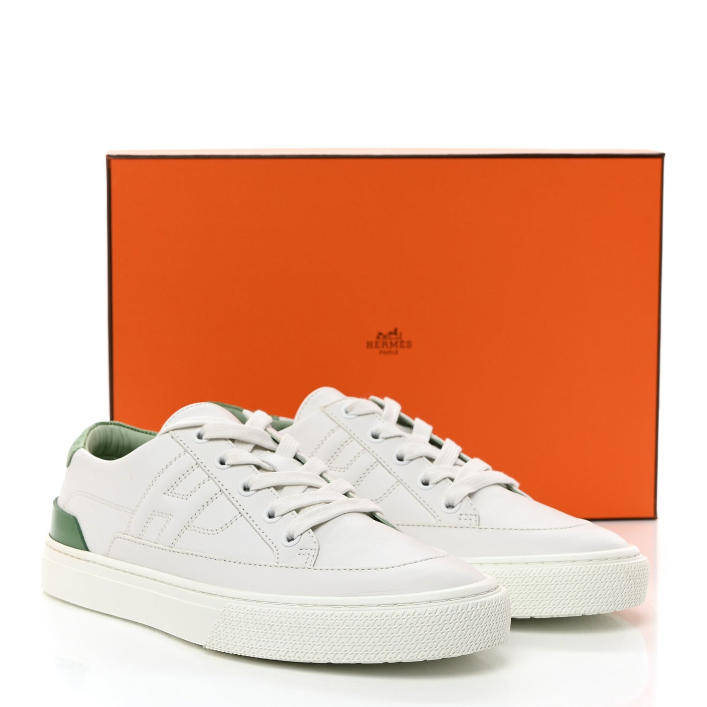 Shiny Lizard Calfskin Deep Sneakers 38 White Vert Jade