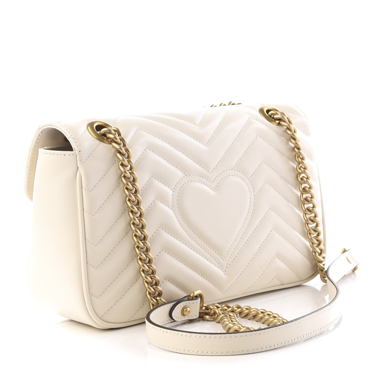 Gucci Calfskin Matelasse Small GG Marmont Shoulder Bag White 2 of 9