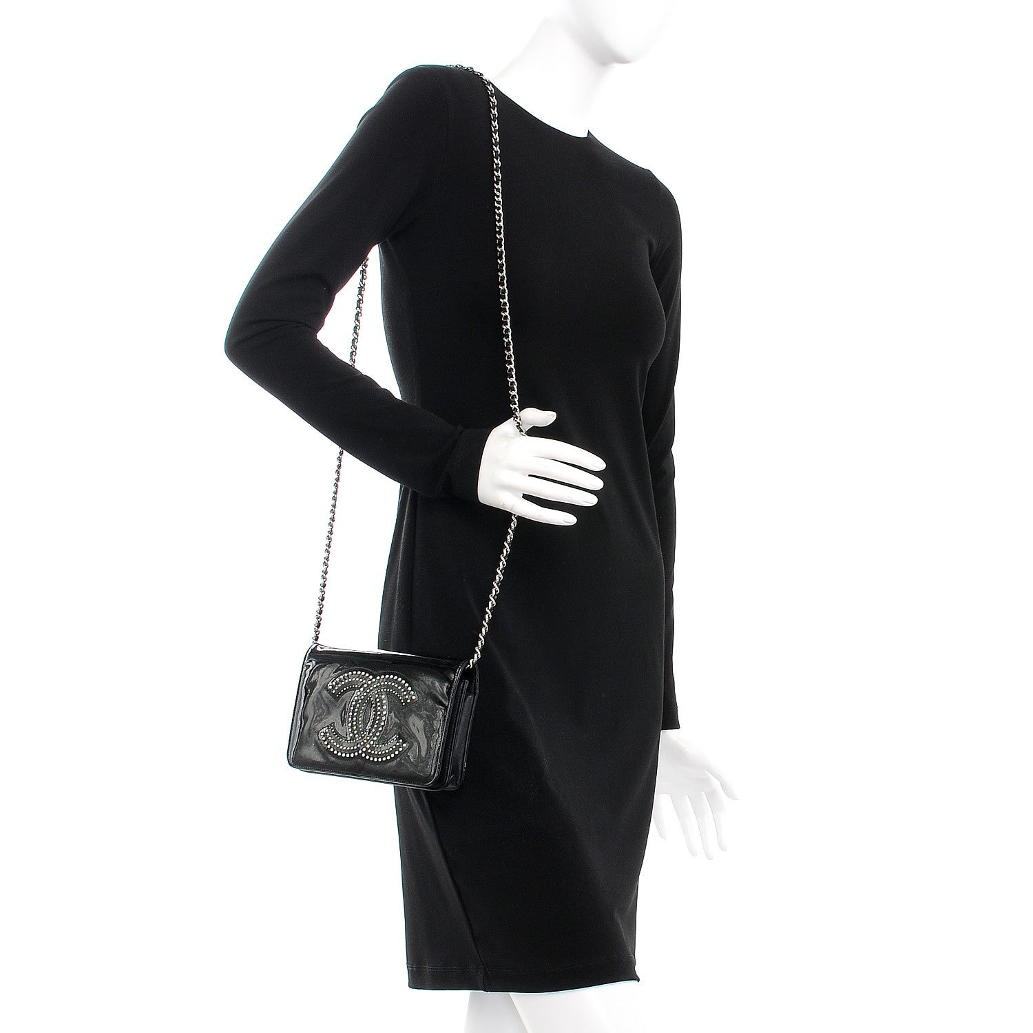 Chanel Patent Strass Wallet On Chain WOC Black 2 of 9