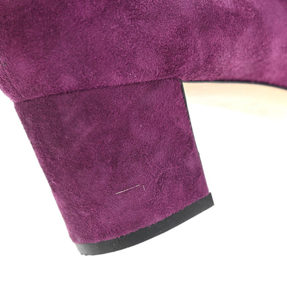 Chanel Suede Calfskin Camellia Ballerina Pumps 40 Purple 9 of 10