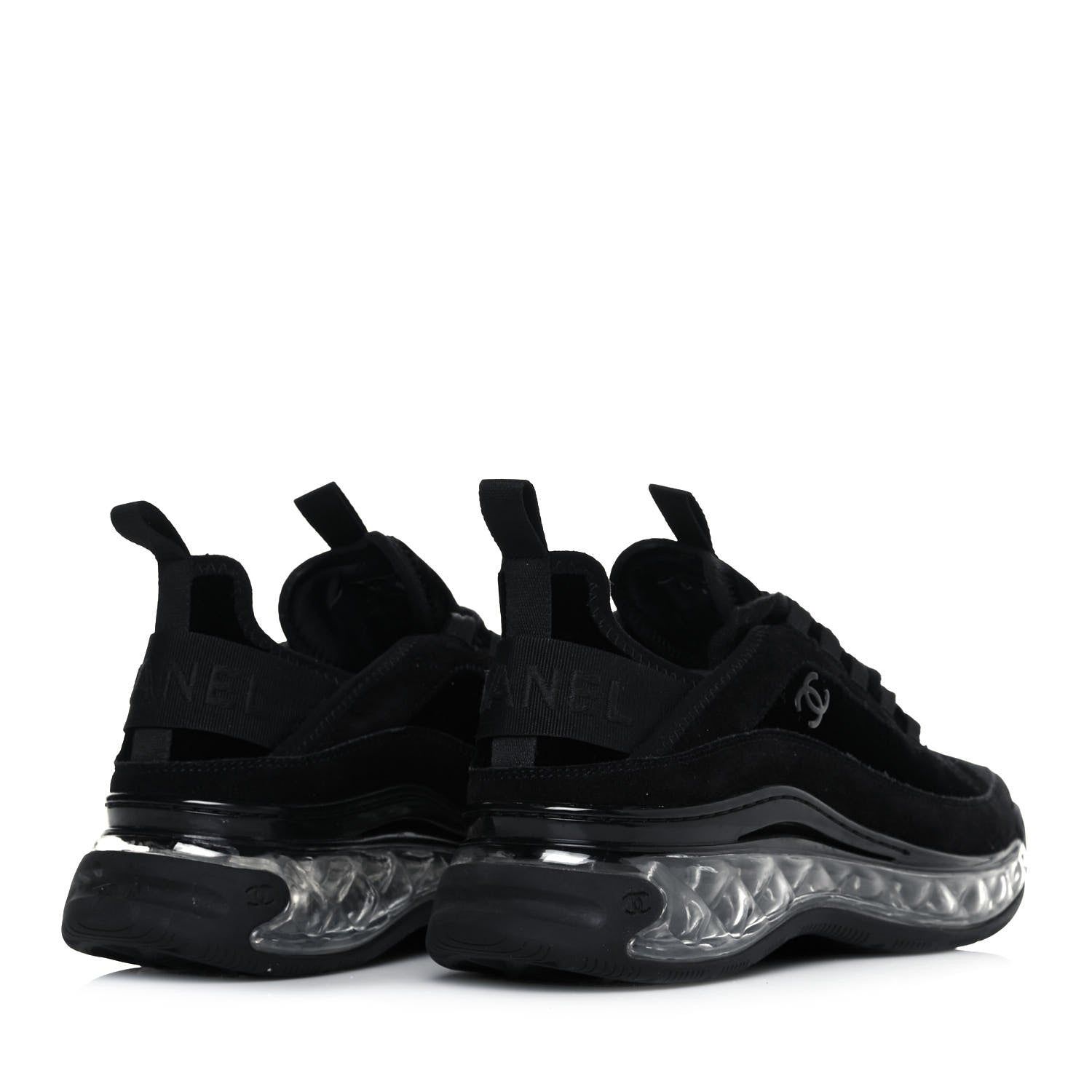 Chanel Suede Calfskin Velvet Grosgrain CC Sneakers 39 Black 4 of 8