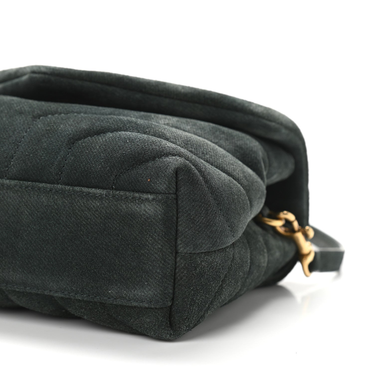 Saint Laurent Croute Velour Y Quilted Monogram Toy Loulou Crossbody Bag Dark Forest 10 of 12