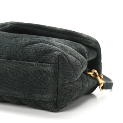 Saint Laurent Croute Velour Y Quilted Monogram Toy Loulou Crossbody Bag Dark Forest 10 of 12