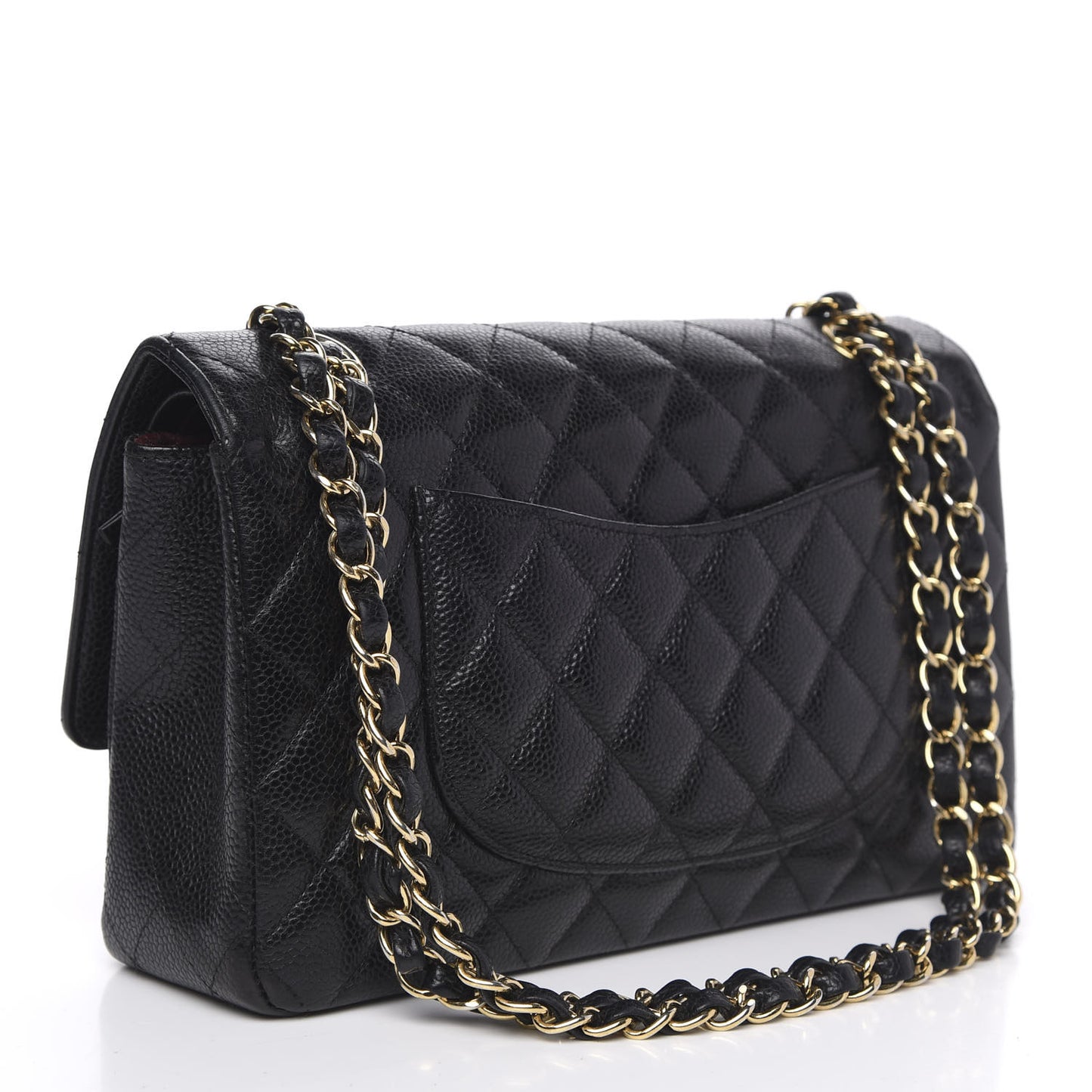 Caviar Quilted Medium Double Flap Black