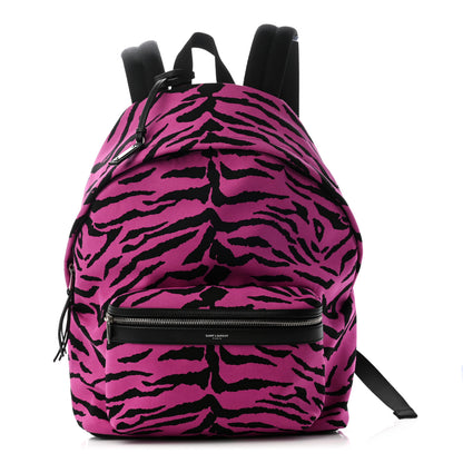 Saint Laurent Canvas Zebra Print City Backpack Pink Black 1 of 10